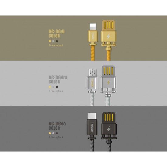 Cable Charger Mobile Remax Dominator Usb To Type-C Rc-064A 1M Cable Charger Mobile Remax Dominator Usb To Type-C Rc-064A 1M