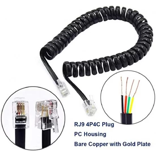 Cable Telephone Extension Handset Cord Curly Coil 2m