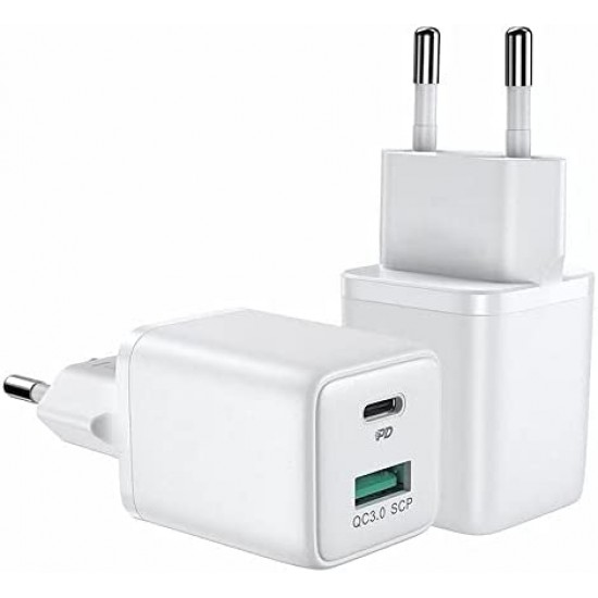 Charger Mobile Joyroom Dual Usb To Type-C Mini Fast Charger 2.4A L-2A123 White