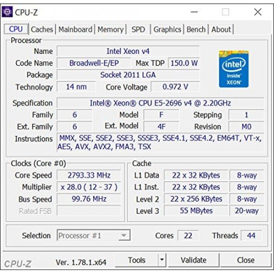 Processor Intel Xeon E5 2699V4