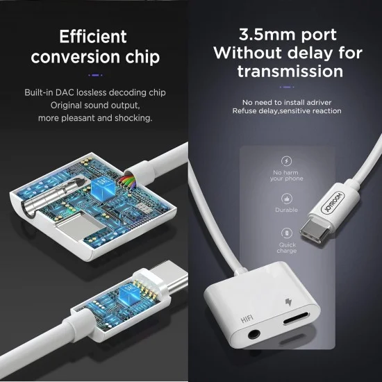 Convert Joyroom Type-C To 3.5Mm Audio + Pd Sh-C1 White