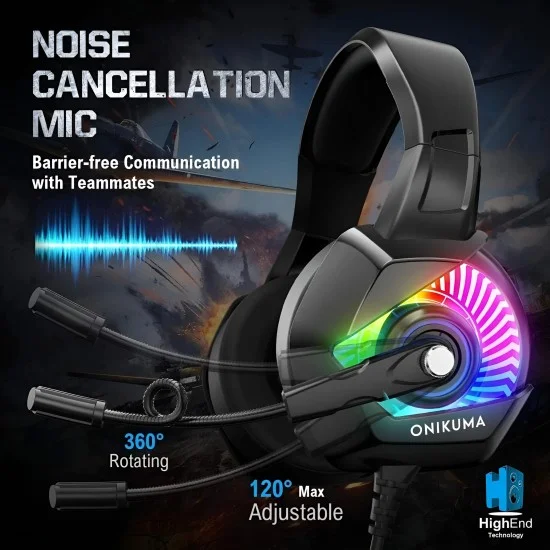 Headset Gaming onikuma With RGB LED K6 Black