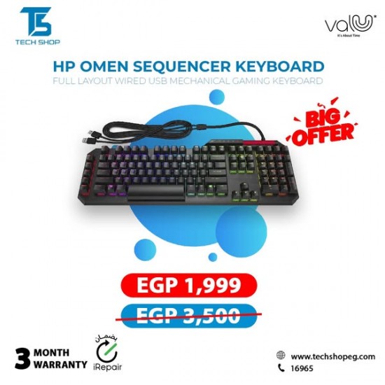 Keyboard Wired HP Omen Gaming Mechanical Black 2VN99A