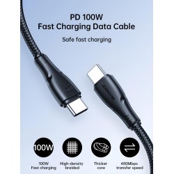 Cable Charger Mobile Joyroom USB To Type-C 100W SA26-AC6 1M Black Cable Charger Mobile Joyroom USB To Type-C 100W SA26-AC6 1M Black