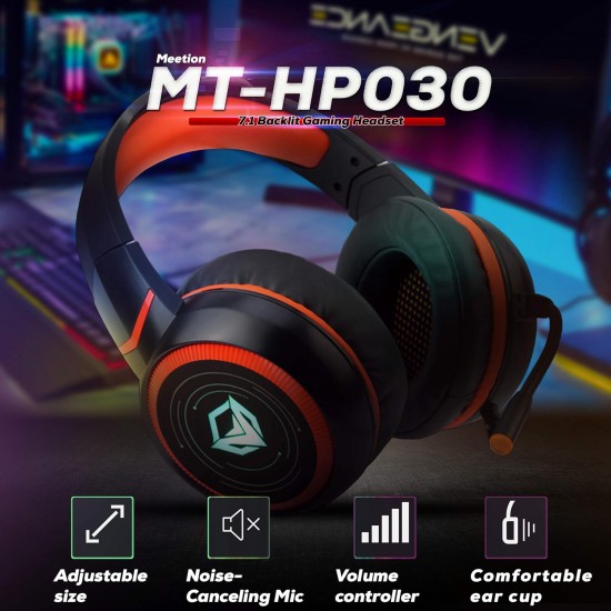 headset Gaming Meetion With RGB HP030 Black