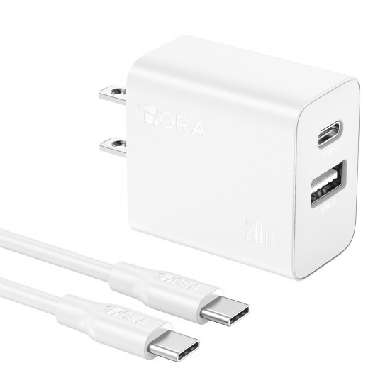 Charger Mobile 1Hora Usb+Pd Type-C To Type-C 20W Gar162 White