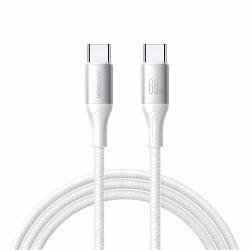 Cable Charger Mobile Joyroom 60w Fast Type-C To Type-C 1M S-A28 White Cable Charger Mobile Joyroom 60w Fast Type-C To Type-C 1M S-A28 White