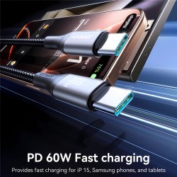 Cable Charger Mobile Joyroom 60w Fast Type-C To Type-C 1M S-A28 White Cable Charger Mobile Joyroom 60w Fast Type-C To Type-C 1M S-A28 White