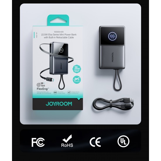 Power Bank Mobile Joyroom Mini 22.5W Retractable Cable 10000Mah JR-PR1 Black Power Bank Mobile Joyroom Mini 22.5W Retractable Cable 10000Mah JR-PR1 Black