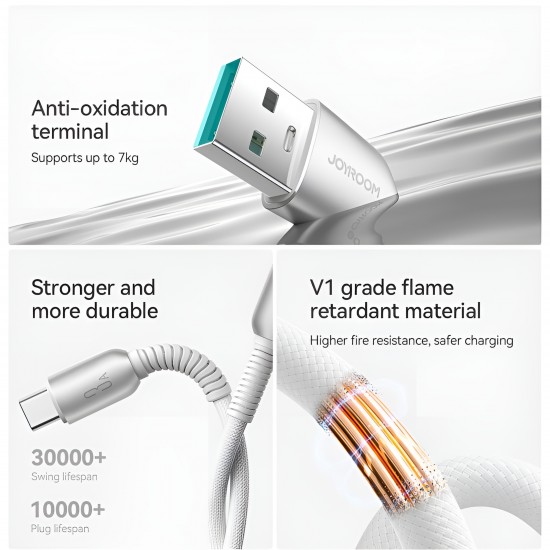 Cable Charger Mobile Joyroom 3A Fast USB TOType-C S-A51 1.2M Light Gray Cable Charger Mobile Joyroom 3A Fast USB TOType-C S-A51 1.2M Light Gray