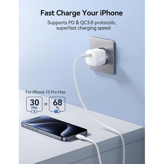 Charger Mobile Joyroom Type-C (PD) Gan Mini Charging 20W JR-TCG08 White Charger Mobile Joyroom Type-C (PD) Gan Mini Charging 20W JR-TCG08 White