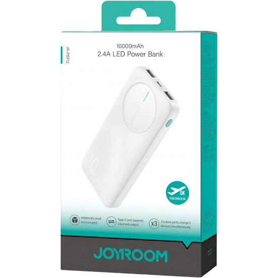 Power Bank Mobile Joyroom 2.4A 10000Mah JR-PBF12 White