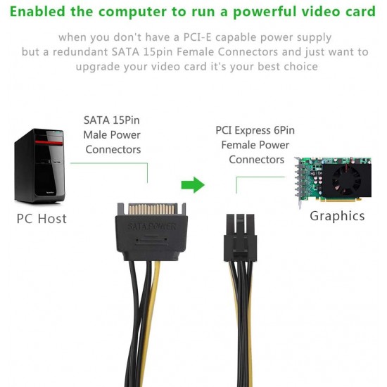 Cable Power Sata 15 Pin To 6 Pin