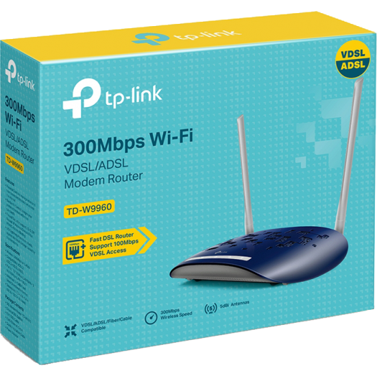 Router Tp-Link Wireless N Vdsl/Adsl 300Mbps Td-W9960