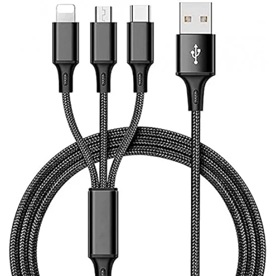Cable Charger Mobile Multi Corn 3*1 Usb To Iphone _ Micro Usb _ Type-C X3014 1M
