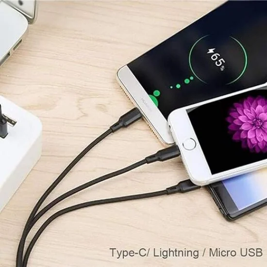 Cable Charger Mobile Multi Corn 3*1 Usb To Iphone _ Micro Usb _ Type-C X3014 1M