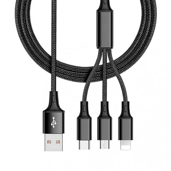 Cable Charger Mobile Multi Corn 3*1 Usb To Iphone _ Micro Usb _ Type-C X3014 1M