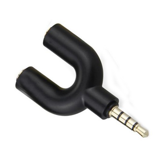 Splitter Audio 1 Male To 2 Female Earphone U Shape Headset Microphone