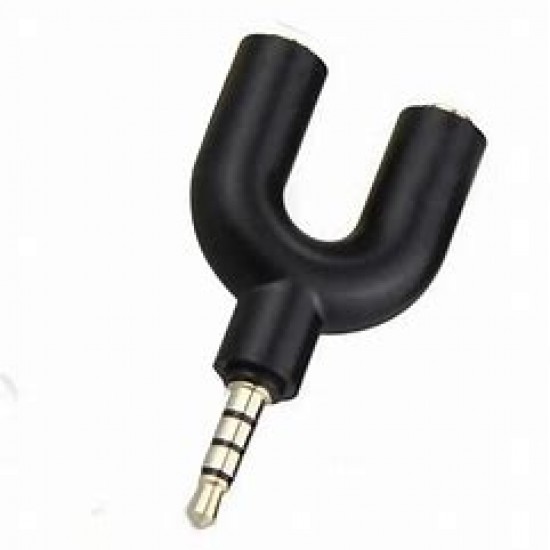 Splitter Audio 1 Male To 2 Female Earphone U Shape Headset Microphone