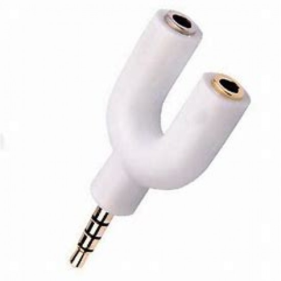 Splitter Audio 1 Male To 2 Female Earphone U Shape Headset Microphone