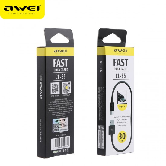 Cable Charger Mobile Awei Usb To Tyeb-C Cl-85 30Cm