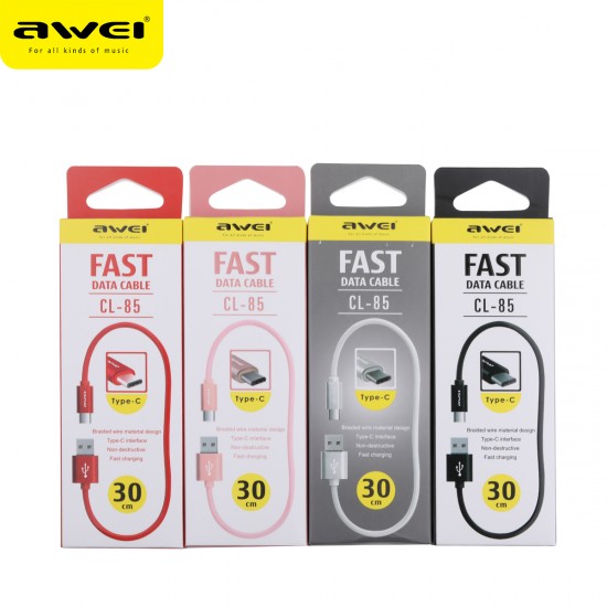 Cable Charger Mobile Awei Usb To Tyeb-C Cl-85 30Cm