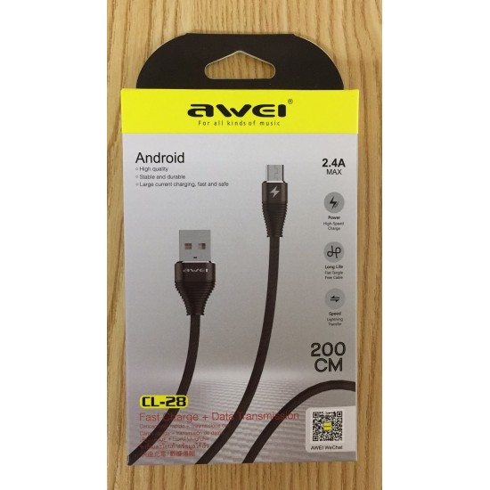 Cable Charger Mobile Awei Android Usb To Micro Usb Cl-28 2M