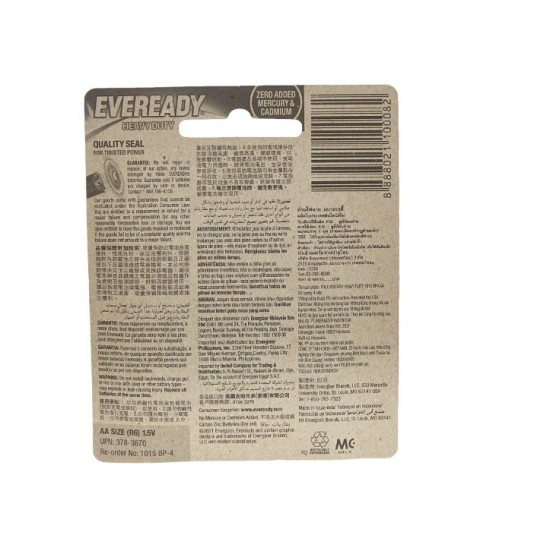 Battery Pen Eveready Heavy Duty Aa4 1.5V 4Pcs