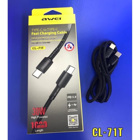 Cable Charger Mobile Awei Type-C To Type-C Cl-71T 1M