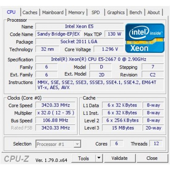 Processor Intel Xeon E5 2667V1