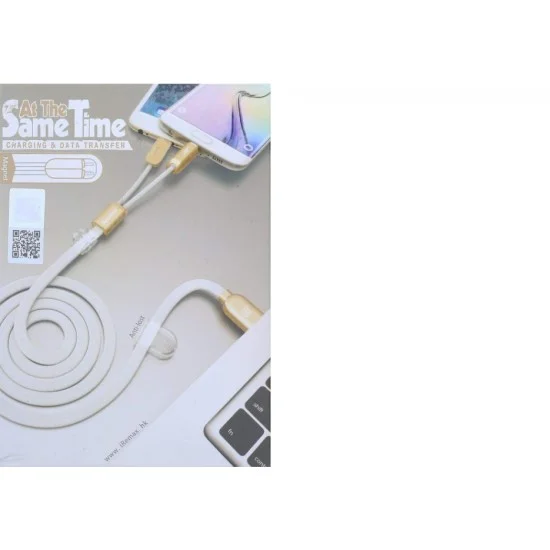 Cable Charger Mobile Remax Twins 2*1 Usb To Iphone _ Micro Usb Rc-025T 1M