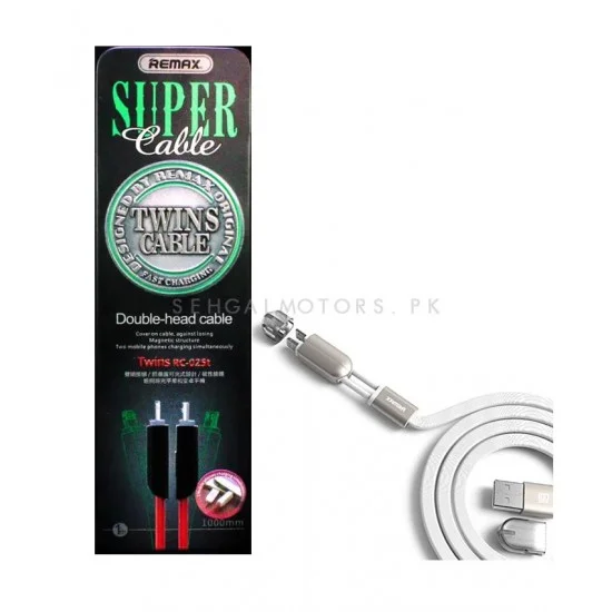 Cable Charger Mobile Remax Twins 2*1 Usb To Iphone _ Micro Usb Rc-025T 1M