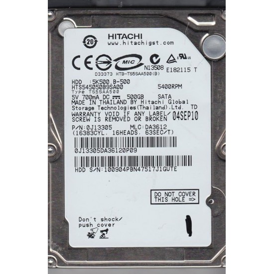 Hard Hdd Hitachi 500Gb Sata 2.5"