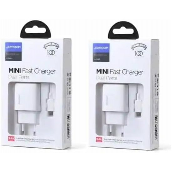 Charger Mobile Joyroom Dual Usb To Micro Mini Fast Charger 2.4A L-2A123 White