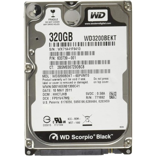 Hard Hdd Western Digital 320Gb Sata 2.5" Black 7200"