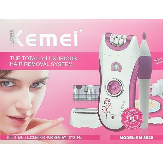 Hair Remover Ladies Epilator Kemei Km-3026 (ماكينة حريمي) Hair Remover Ladies Epilator Kemei Km-3026 (ماكينة حريمي)