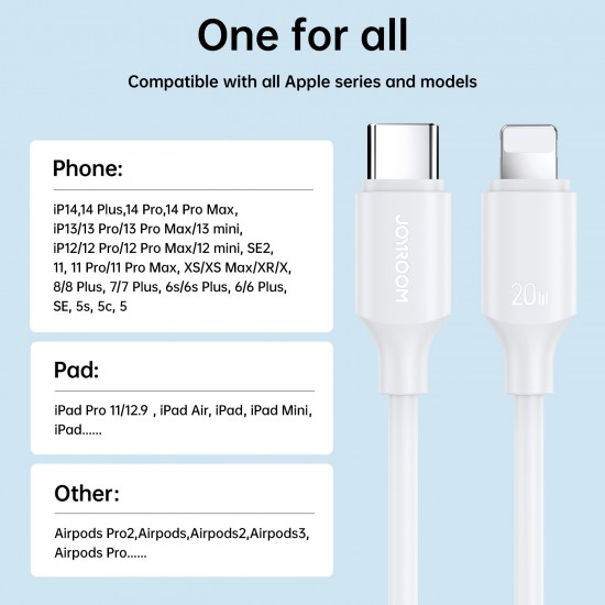 Cable Charger Mobile Joyroom 20W Fast Type-C To Iphone S-CL020A9 1M White