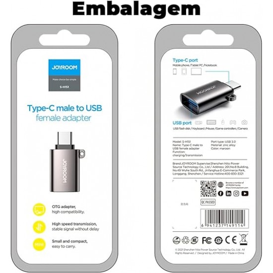 Otg Joyroom Cable Type C To Usb Adaptor S-H151