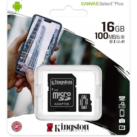 Card Memory Kingstone 16Gb Micro Sd With Adapter